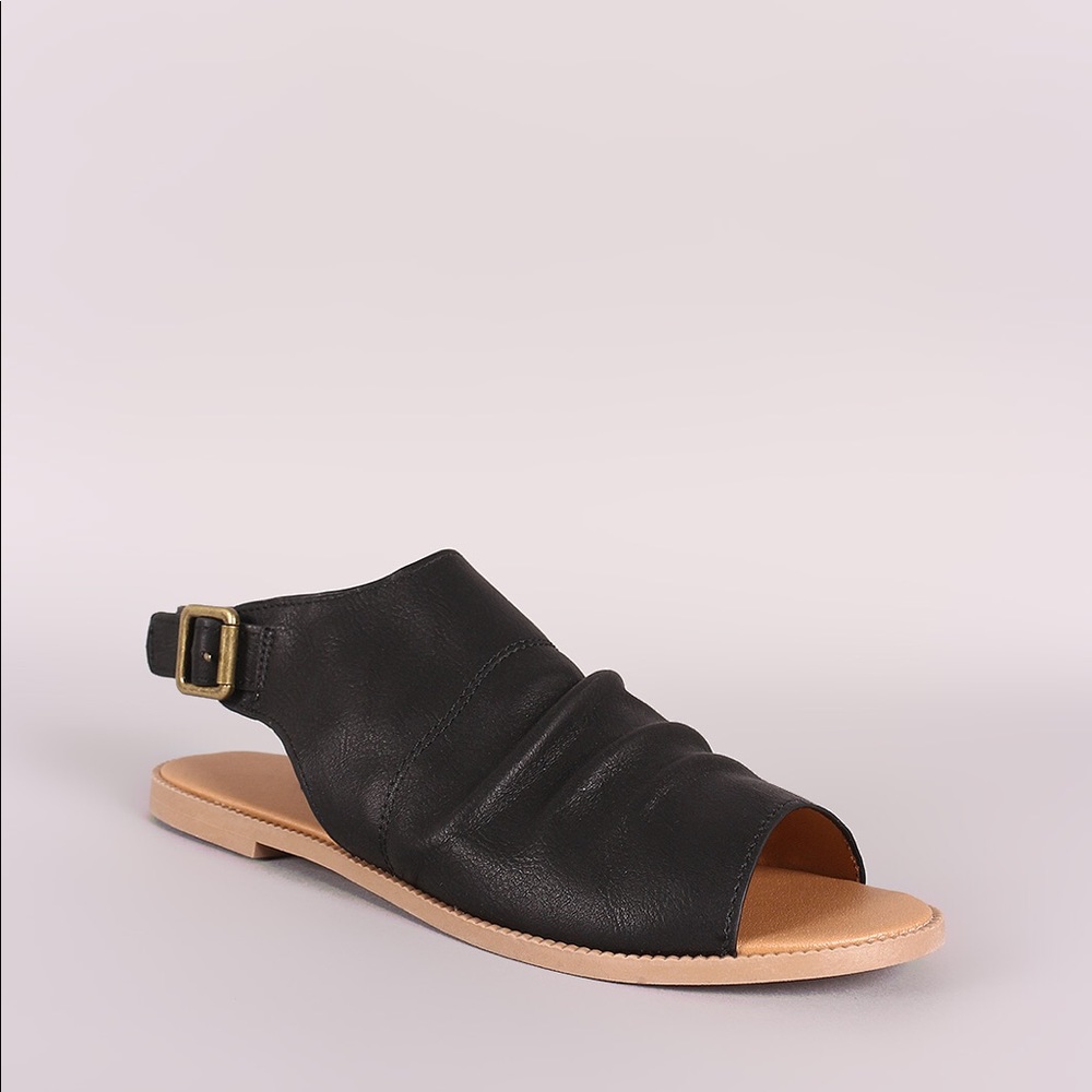 Ladies peep toe ankle buckle flat sandals - Picture 4 of 4